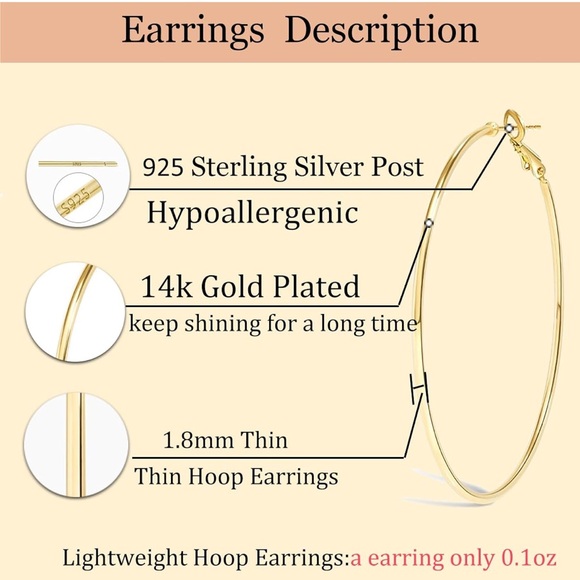 2 pairs of 50 mm earrings. 1 gold and 1 rose gold - Picture 4 of 4